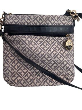 Tommy Hilfiger Monogram Jacquard Crossbody Purse Navy & Ivory Gold Hardware